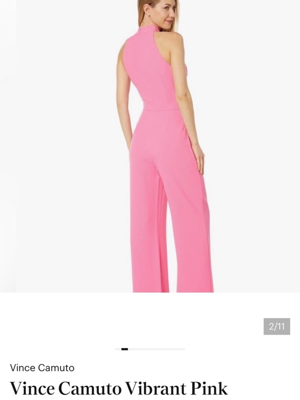 Vince Camuto Pink Sleeveless Wide-Leg Jumpsuit with Neck Tie - Picture 4 of 9
